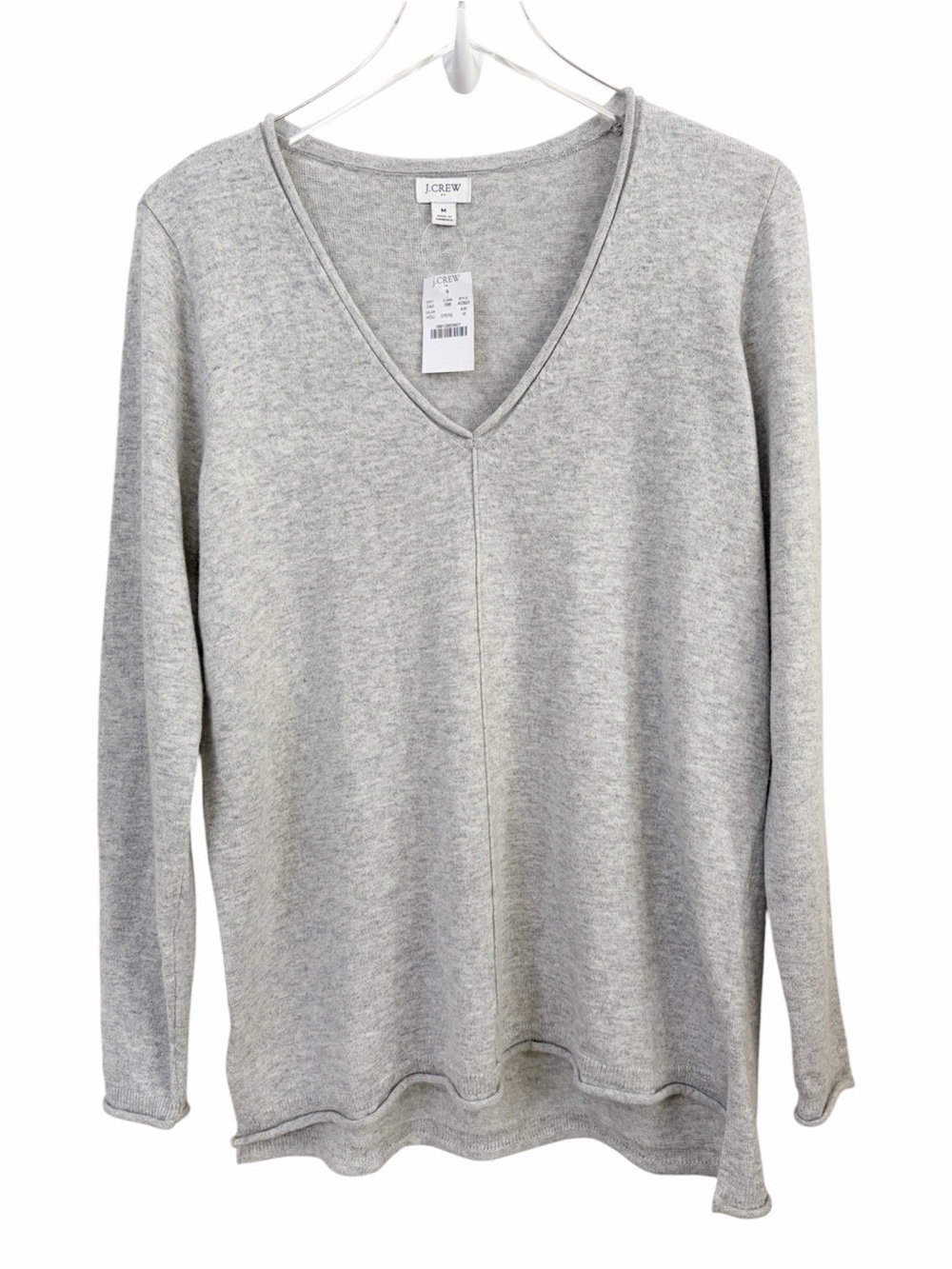 J. Crew Factory | Wool Blend Gray V-Neck Pullover Sweater Neutral Minimalist